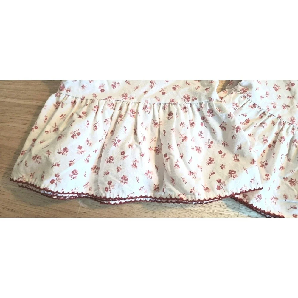 VTG Ralph Lauren Colchester Standard Pillowcases Pair Red Cream Floral Ruffled N